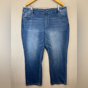 Halara Flex Women's Denim Wide Legged Jeans 2X Blue Crossover Waist Stretch